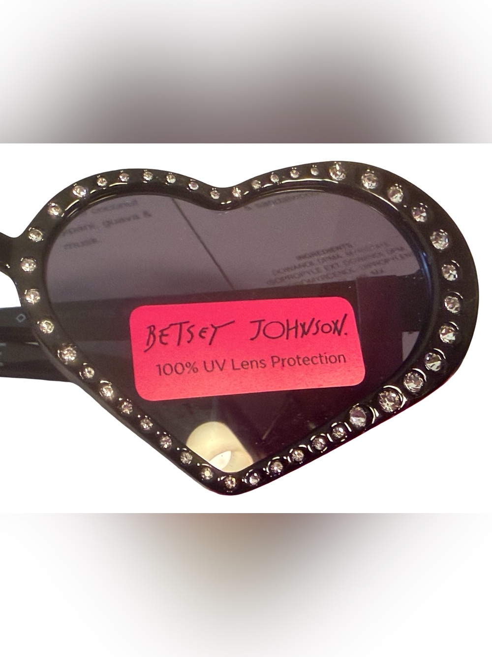 Betsey Johnson NWT Cute Classic Betsey Black Heart Rhinestone Sunglasses (G026) - Picture 8 of 8